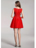 Red Lace Tulle Short Evening Dress